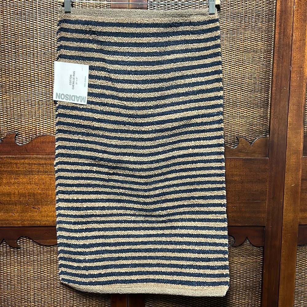 Madison Blue & Brown Stripe Cotton Chenille Rugs (5 PACK) NWT